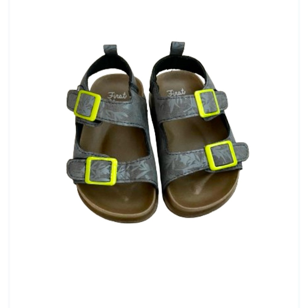Gray leaf neon green baby size 5 sandals